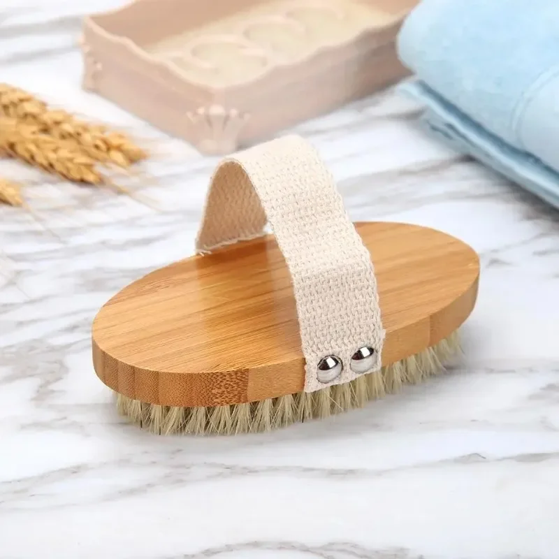 Dry Skin Body Brush Soft Natural Bristle Shower Brushes Wooden Bath Shower Bristle Brush SPA Body Brushes Without Handle