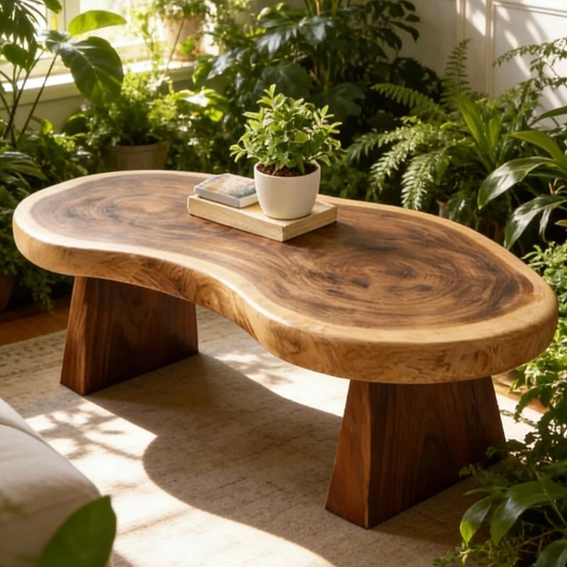 

Irregular log tea Solid wood special-shaped coffee table Designer living room Home light luxury high-end coffee table Tea table