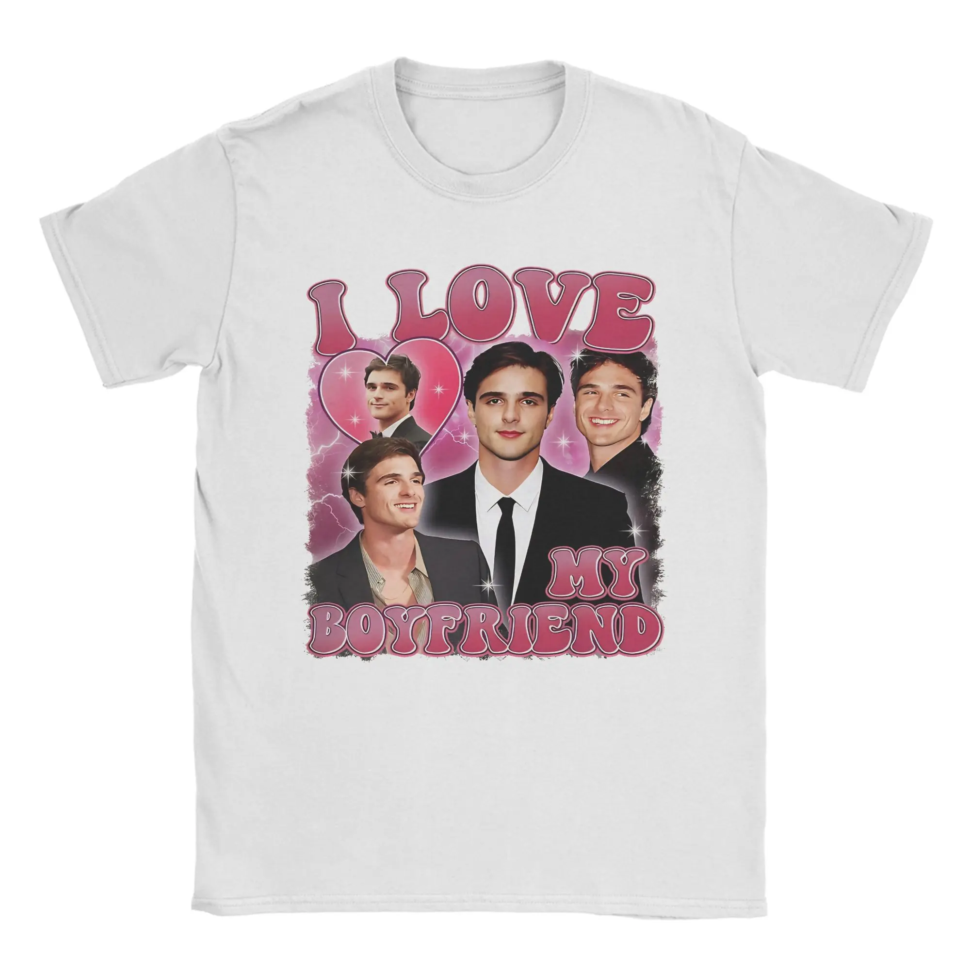 Jacob Elordi I Love My Boyfriend  T-Shirt  Trending T Shirts Short-Sleeved Classic Tops Summer Pure Cotton Oversize Top Tees