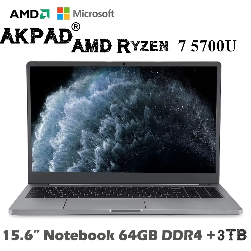 Super Deal 15.6 Inch Gaming Laptops AMD Ryzen 5 R5 4500U Backlit Keyboard MAX RAM 64GB Max Rom 3TB SSD Windows10/11Pro  WIFI BT