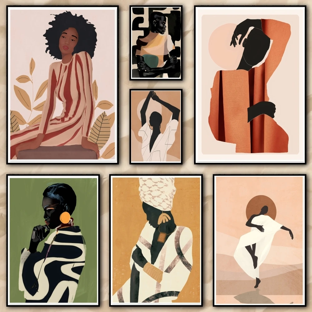 Black women African art fashion Painting Calligraphy pictures Room bedroom interior wall decoration Canvas Poster art mural