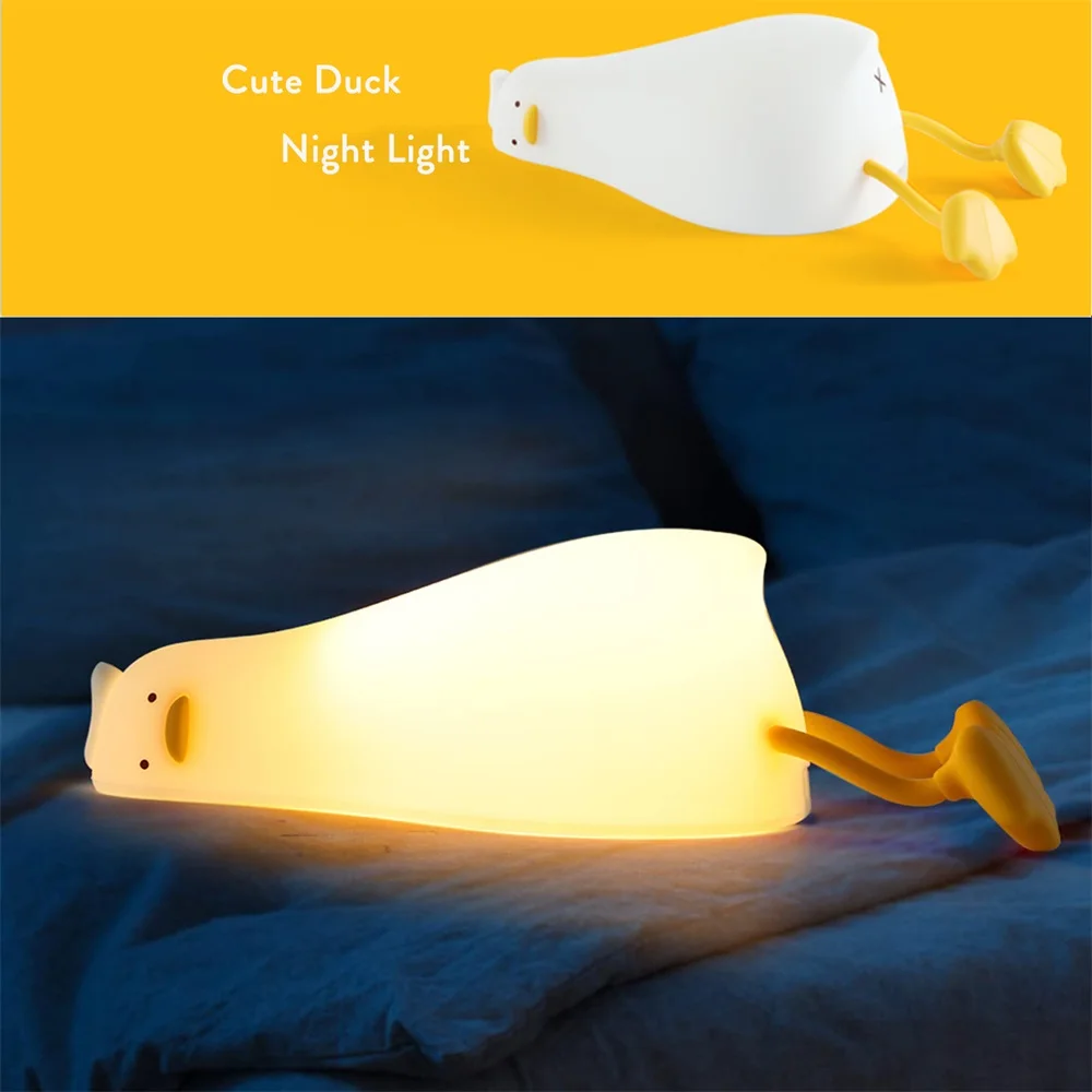 LED Nachtlicht Cartoon Entlein Silikon Lampe USB wiederauf ladbare Kind Ente Nachtlichter Schlafzimmer Dekoration Geburtstag Weihnachts geschenk