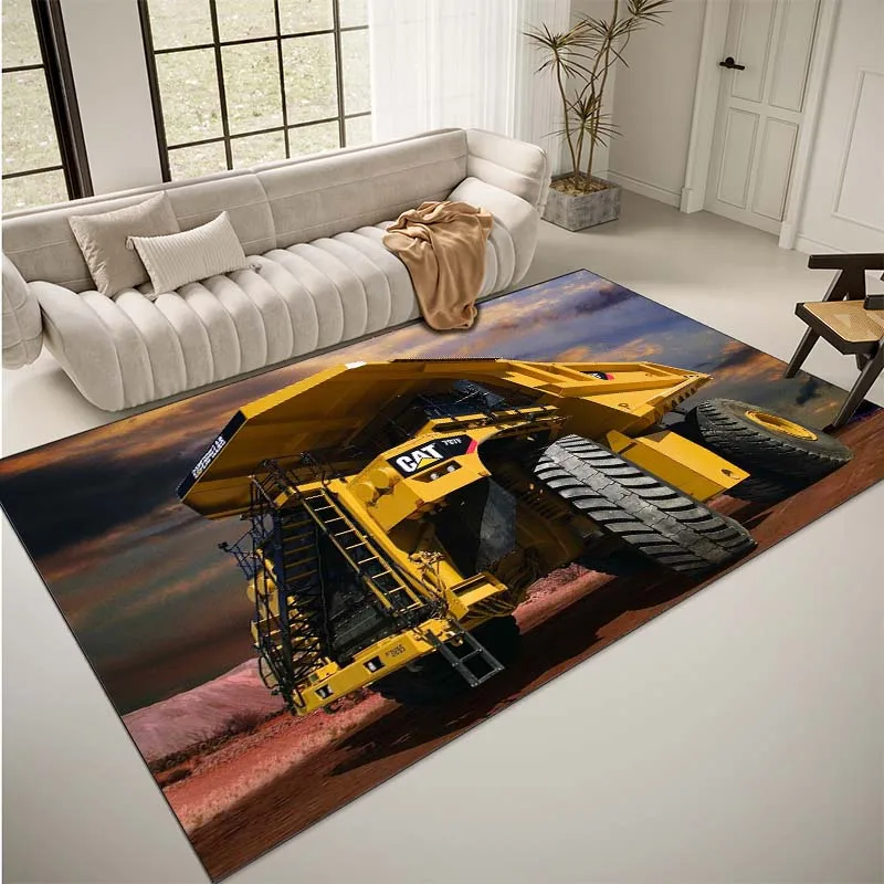 Large Mechanical Excavator Truck Pattern Living Room Bedroom Carpet Bedside Bathroom Floor Mat 15 Sizes Area Rug Home Decor Rugs