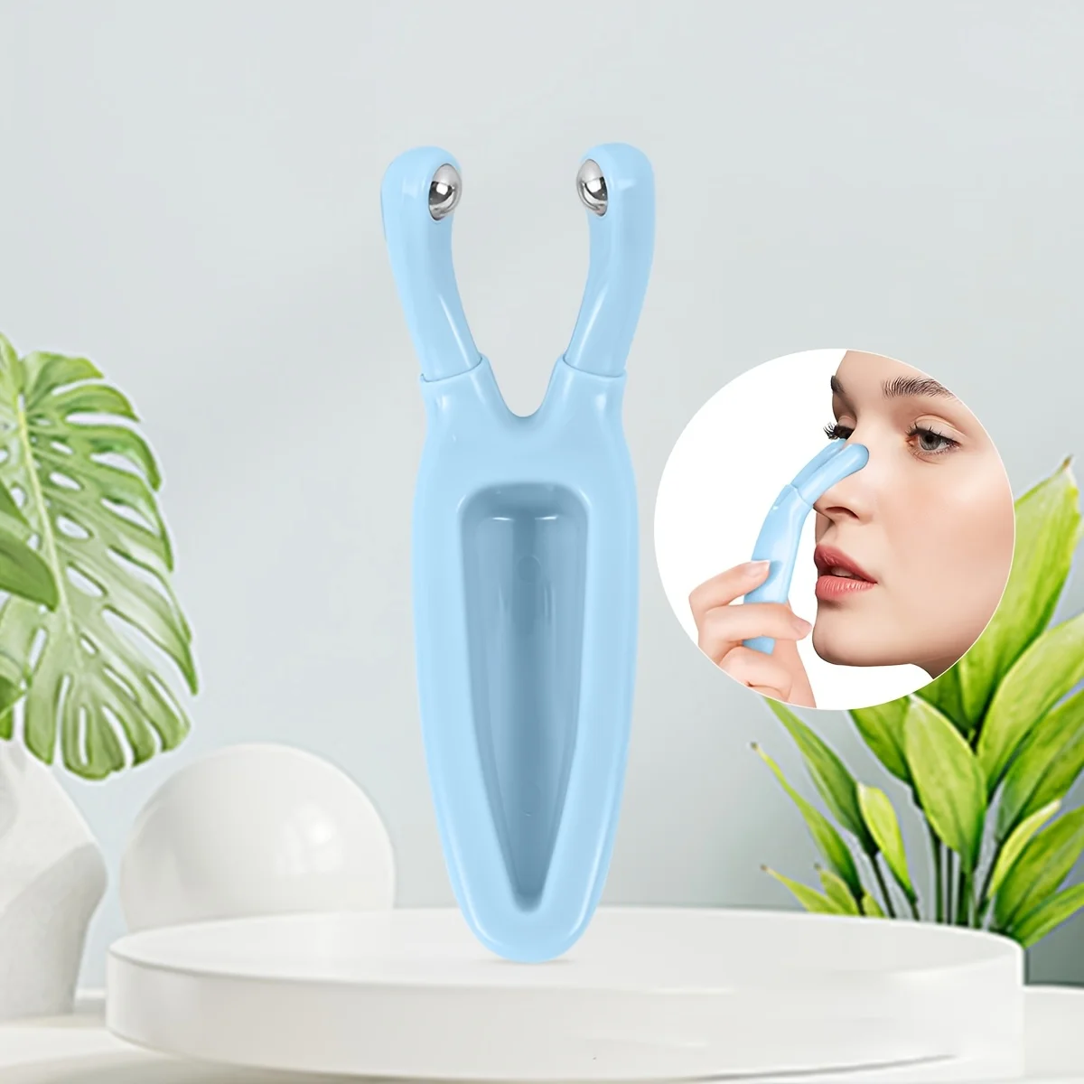 

Y-Shaped Nose Bridge Massager 360° Rotating Ball Acupressure Beauty Tool with Ergonomic Handle Portable Facial for Eye Neck Care