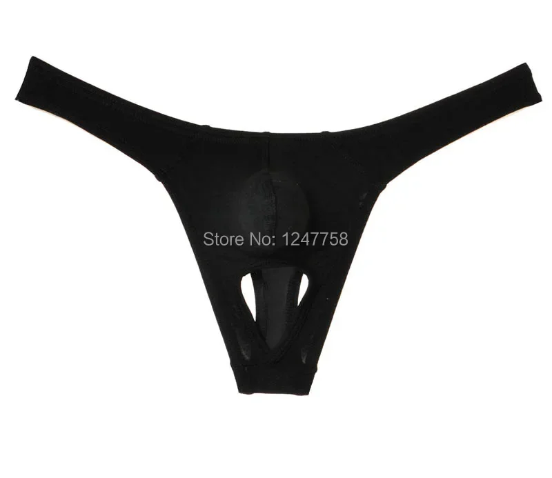 New Hot Men\'s Balls Hole Thong Nuts Out Underwear Modal Pouch T-Back Modal Trunks Size M L XL Offer 5 Color Available