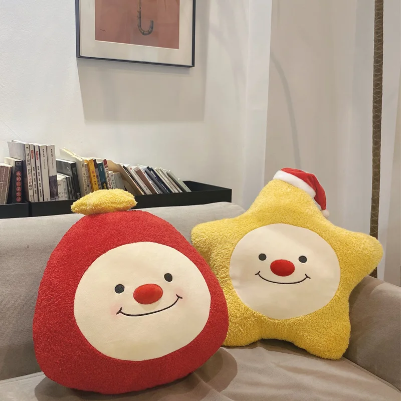 Sombrero azul de Navidad suave muñeco de nieve fantasma juguete de peluche relleno colmillos malvados galleta elfo tiro almohada estrella silla cojín calentador de manos Navidad