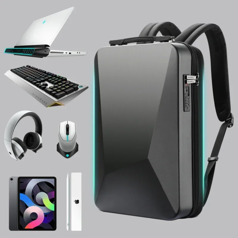 Anti-Roubo Mochila Laptop impermeável, Saco de Faculdade Masculina, Carregamento USB, Travel Game Bag, 17,3\