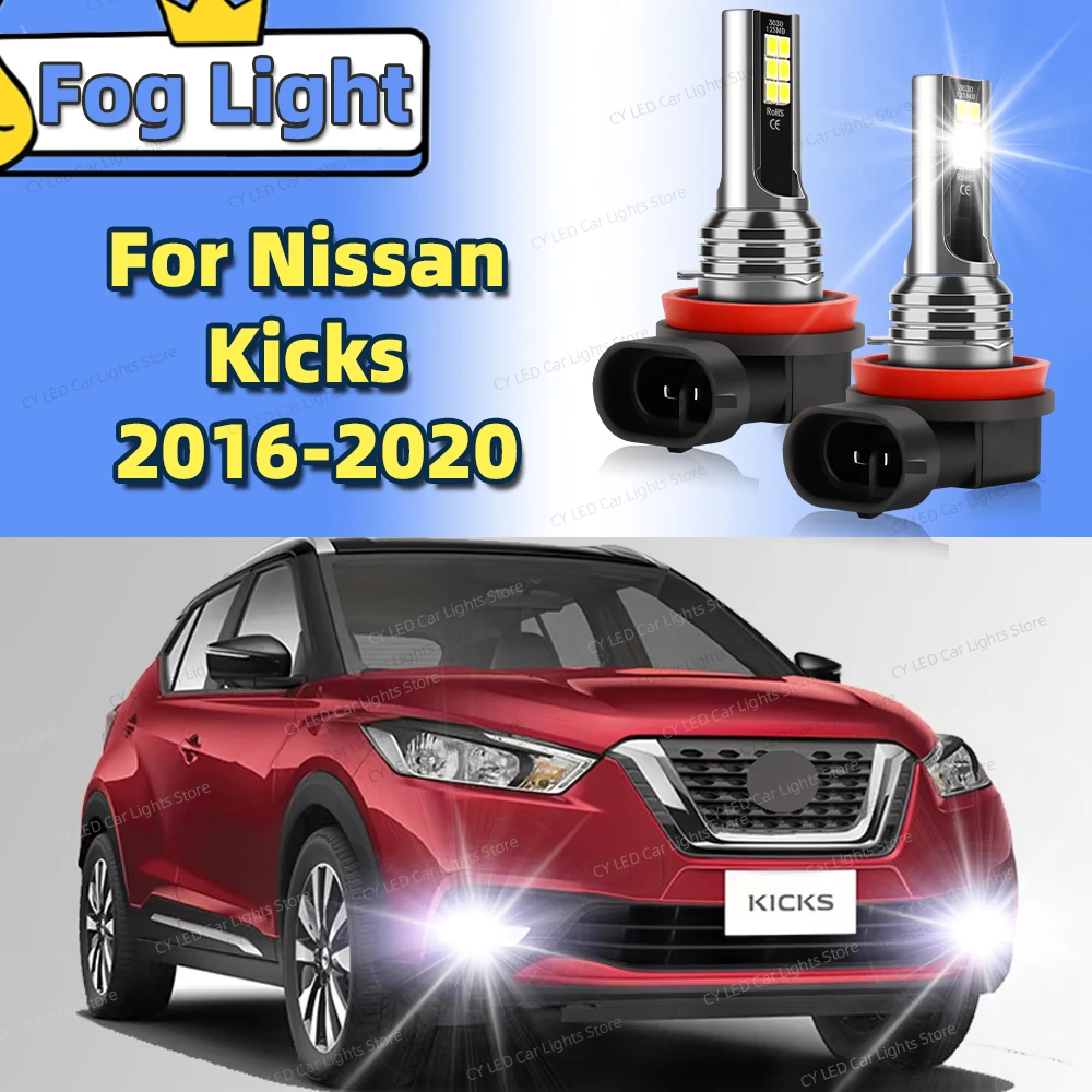 

2Pcs LED Car Front Fog Light Lamps For Nissan Kicks 2016 2017 2018 2019 2020 6000K Canbus Auto Accessory Plug and Play