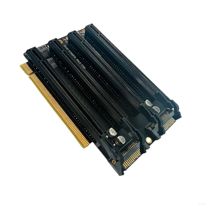 

652F PCIE3.0 x16 1 to 4 Split Card Gen3 PCIe-Bifurcation x16 to x4x4x4x4 Expansion Card Slots Power Supply Port