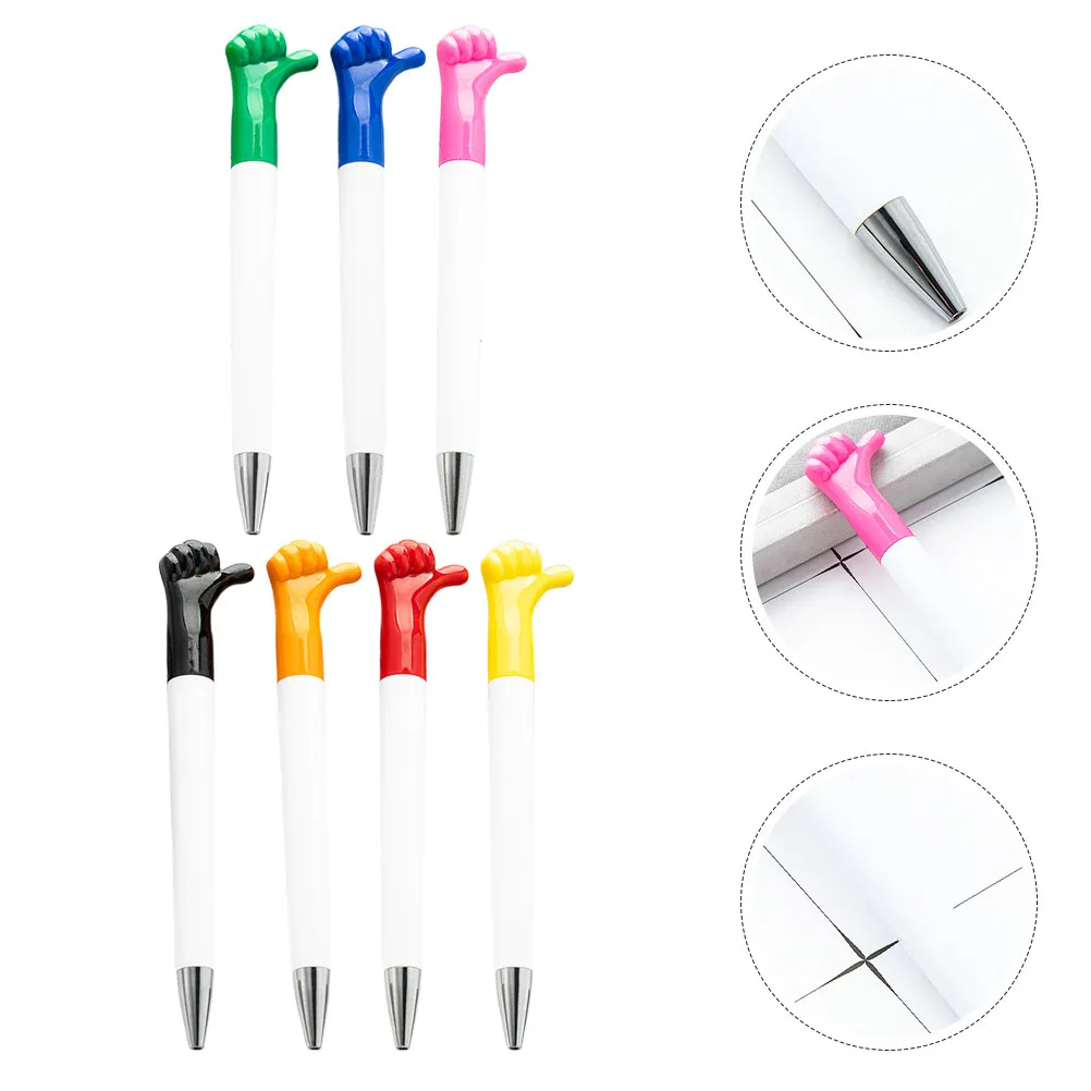 

Набор из 7 шариковых ручек с мультяшным дизайном «Палец вверх», уникальный игривый дизайн, износостойкий пластик, гладкое письмо, для заметок, рисования и подписи