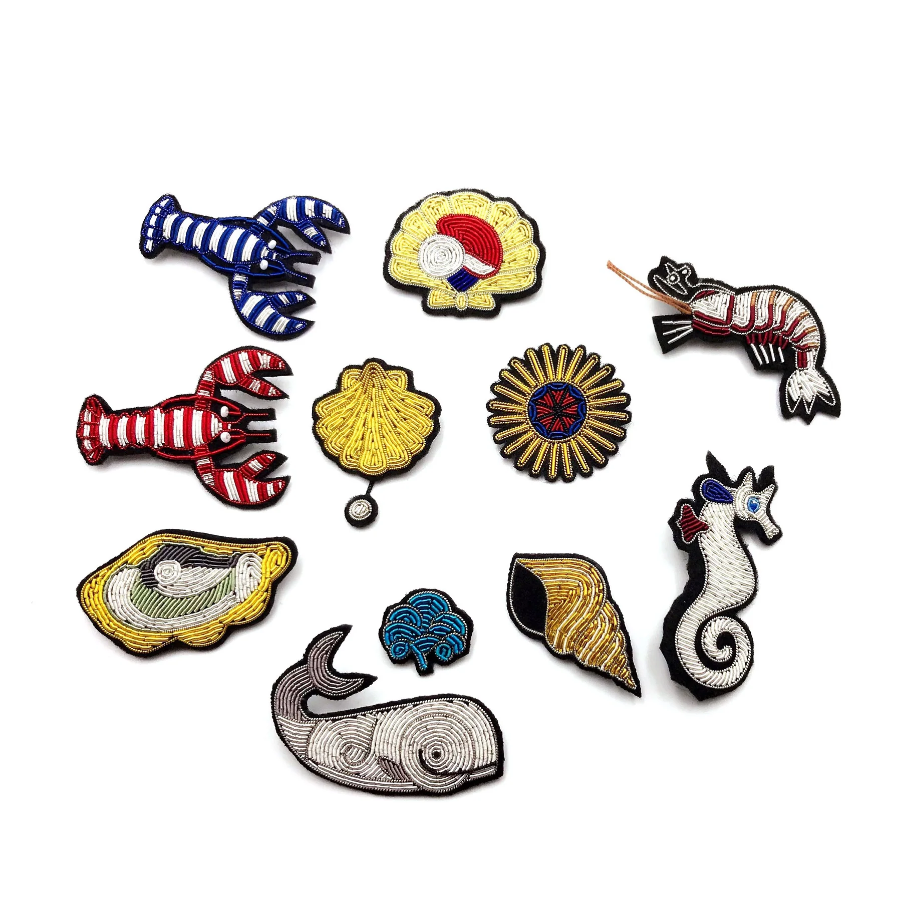 

DIY ручная вышивка морским организмом, значки из ракушек омара, повязка на руку, аппликация для пальто, брюк, сумки, брошь