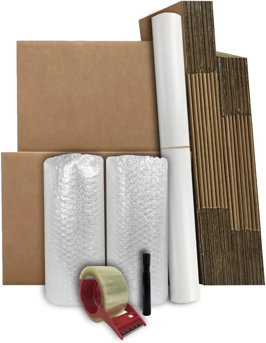 

Moving Boxes Kit for 1-2 Bedroom Apartments, 18 Boxes with Tape, Bubble Roll, Packing Paper