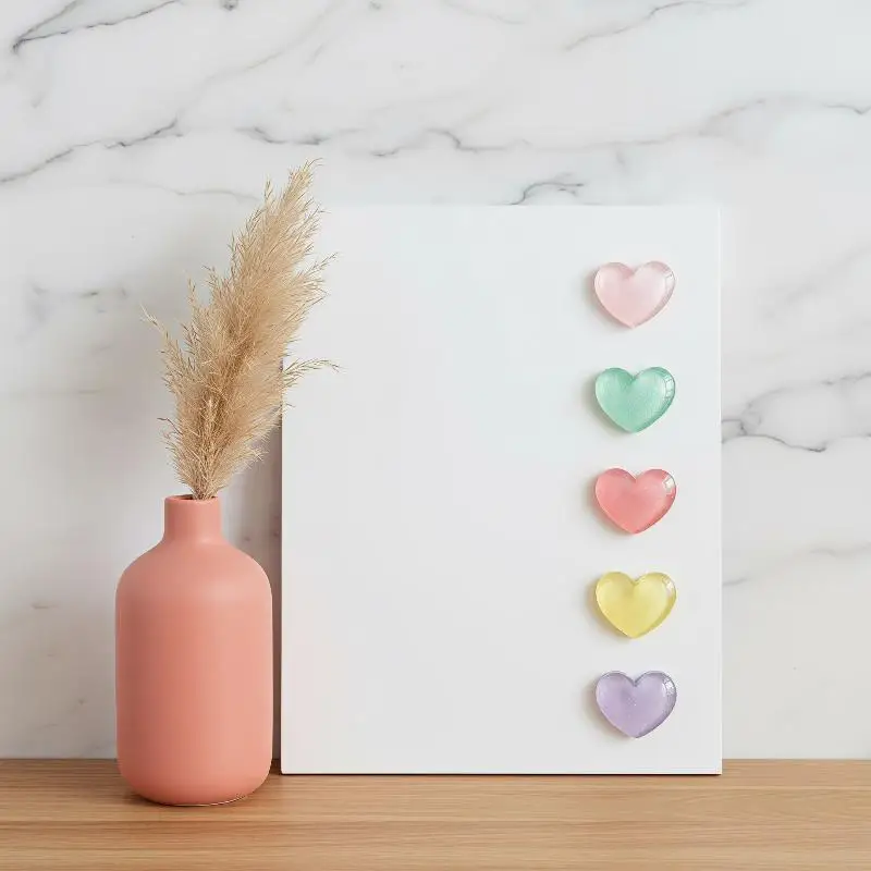 3D Heart Resin Magnetic Fridge Magnets 10 PCS Bright Color Decor for Home Office Photo Wall