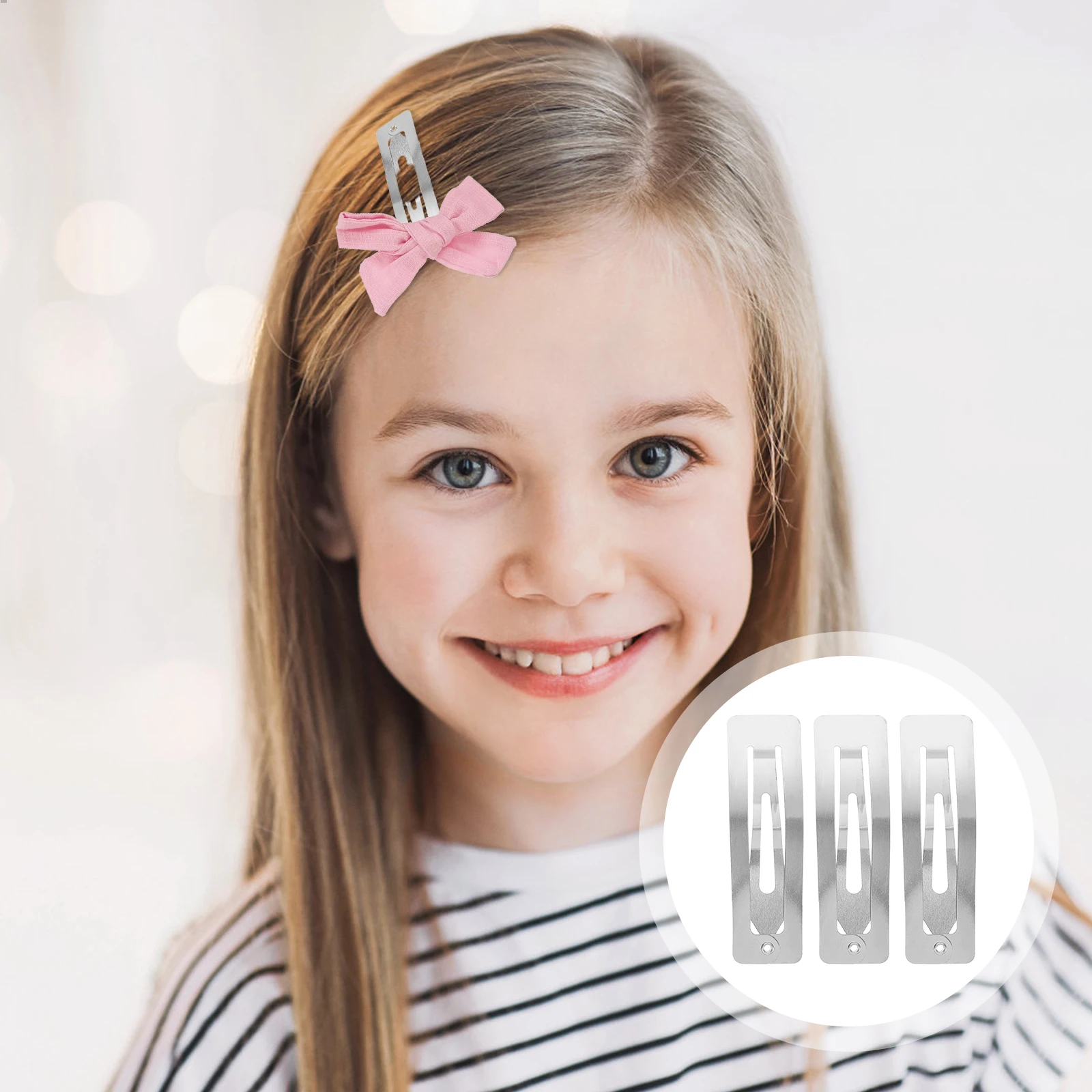 

100Pcs Rectangular Clip Snap Hair Clips Blank DIY Hairpin Materials for Handmade Hair Accessories Crafting Snap Clips