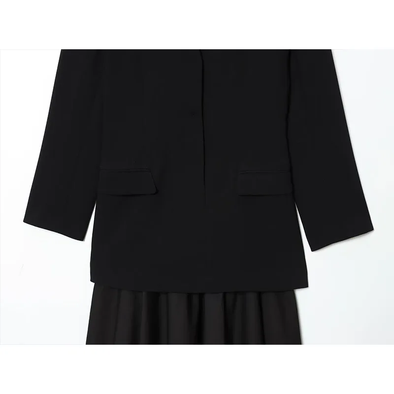 2025 New Women Fashion Dress Splicing Blazer Long Dresses Long Sleeve Office Chic Dresses For Women Spring Autumn Dress
