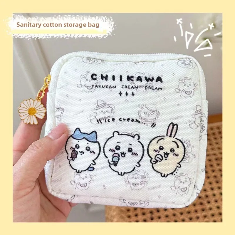 تشيكاوا حقيبة المناديل الصحية المرأة منديل صحي حشا حقيبة التخزين المحمولة مقاوم للماء المنظم الحقيبة أكياس الكرتون هدايا جديد