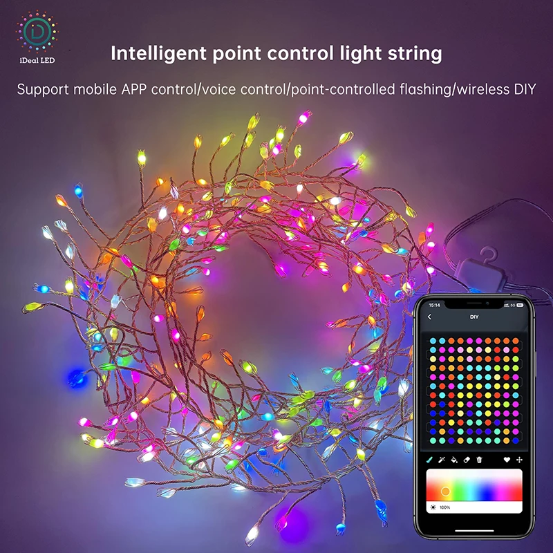 Smart LED RGB Ceiling Chandelier Waterproof Home Decoration String Lights DIY Picture Display Music Rhythm Bluetooth APP Control