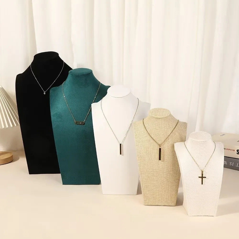 Durable Velvet Cloth Necklace Display Stand Human Shape Counter Use Mannequin Bust Neck Mold Ornament Holder Exhibit Work