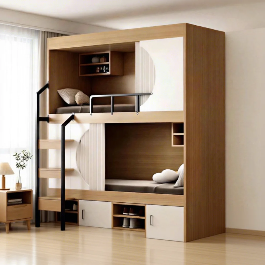 Cama litera metálica estilo cápsula espacial con barandillas de seguridad completamente cerradas para hostales, dormitorios, escuelas, apartamentos y habitaciones infantiles