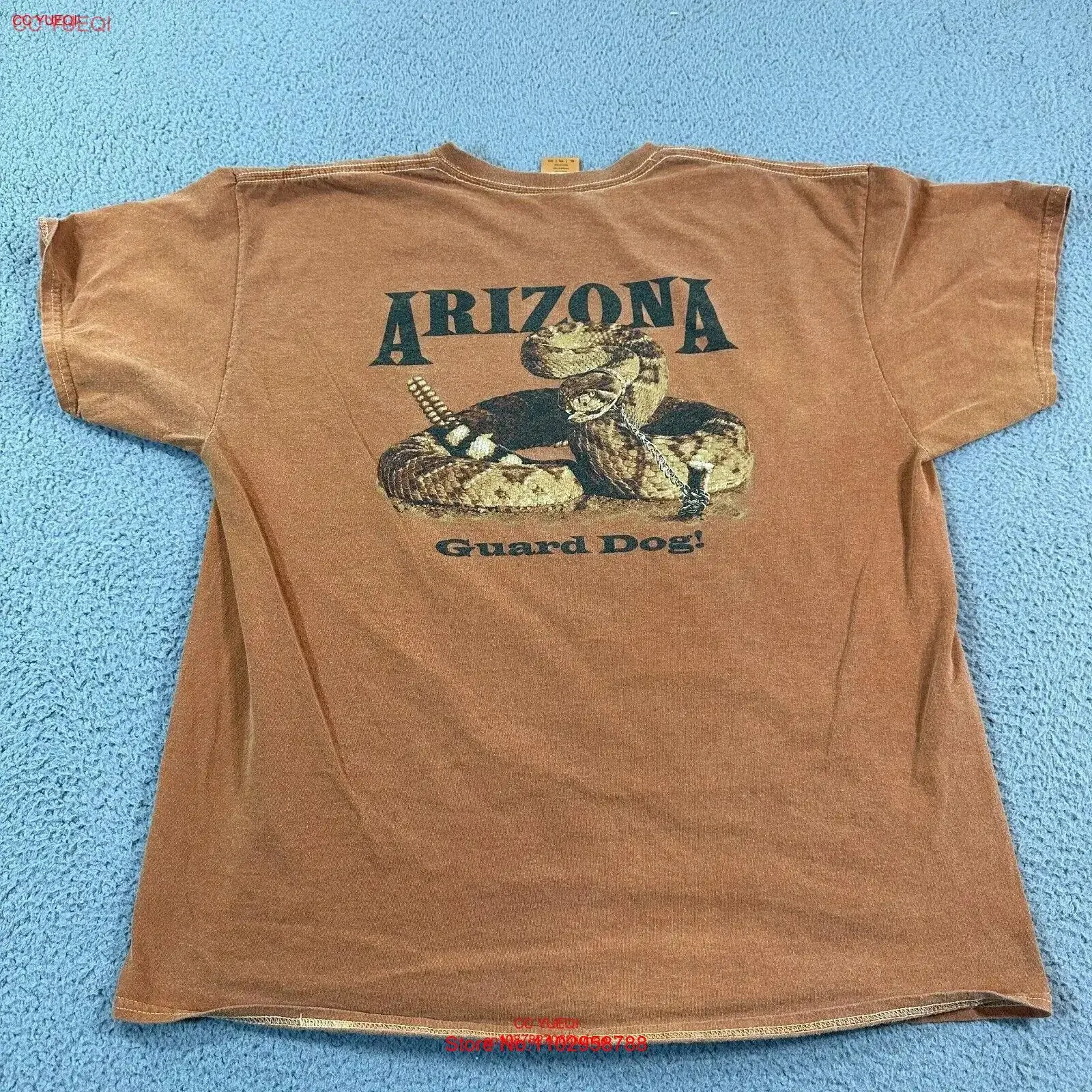 Vintage Sedona Arizona Snake Guard Dog Men T Shirt Size XL Orange