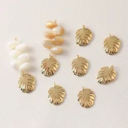 2PCS Minimalist Dainty Leaf Charm Necklace Jewelry Making Pendant DIY Handmade Brass 14k Gold Plated 15*19mm