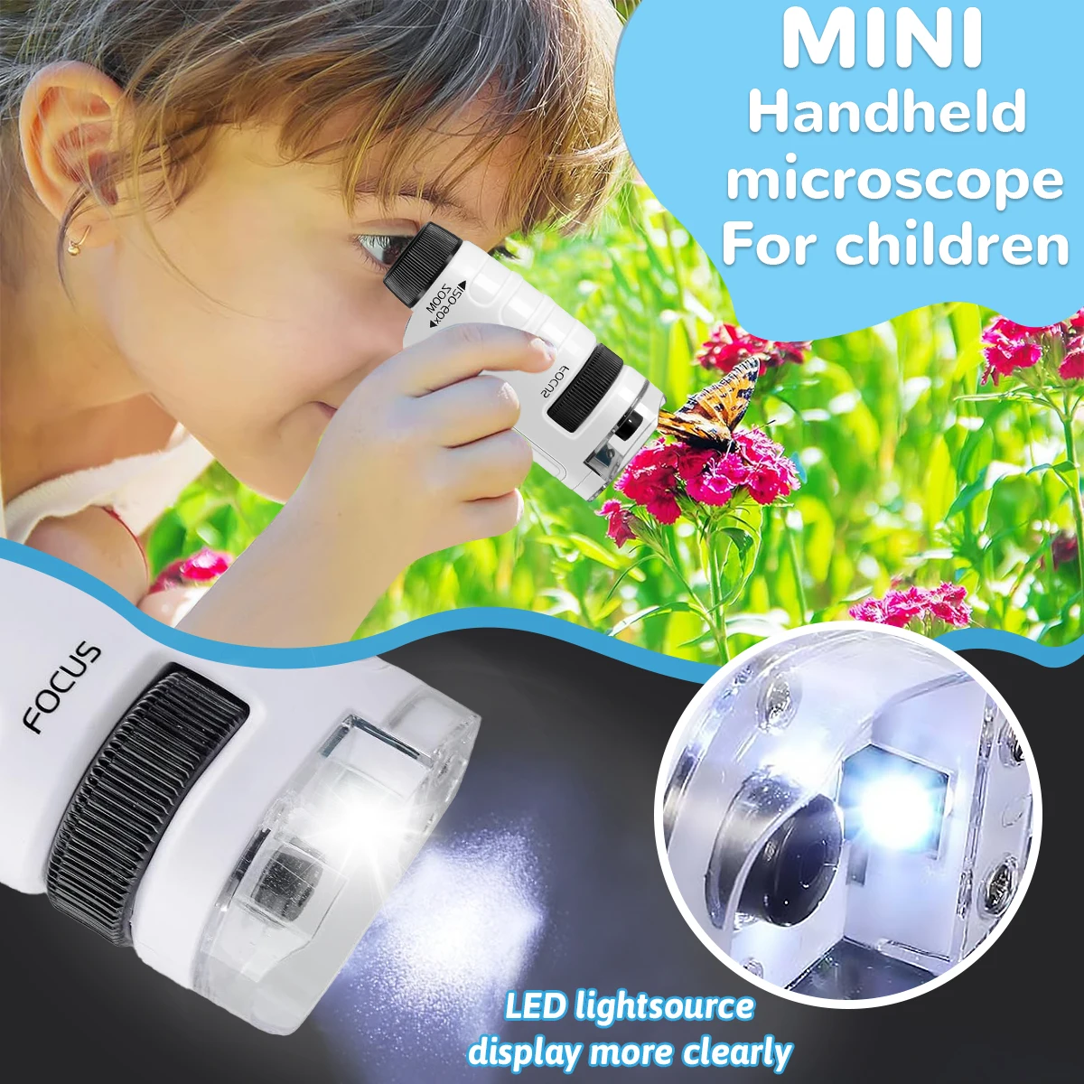 Handheld Microscope Kit Lab LED Light 60X to 120X Home School Biological Science Educational Toys For Children Birthday Gift