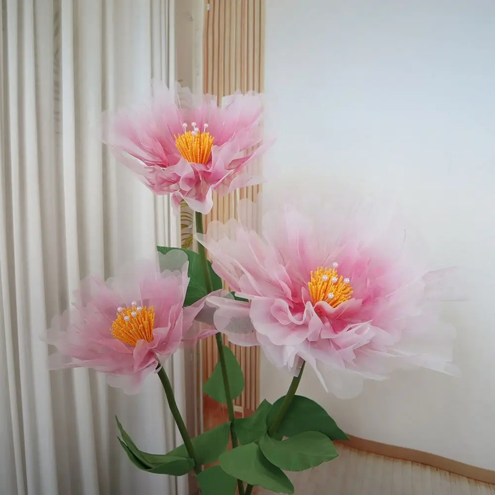 New 50cm Artificial Realistic Peony Outdoor Silk Large Flower Head Layered Fluffy Petals Home Party Decoration Fake Flowers