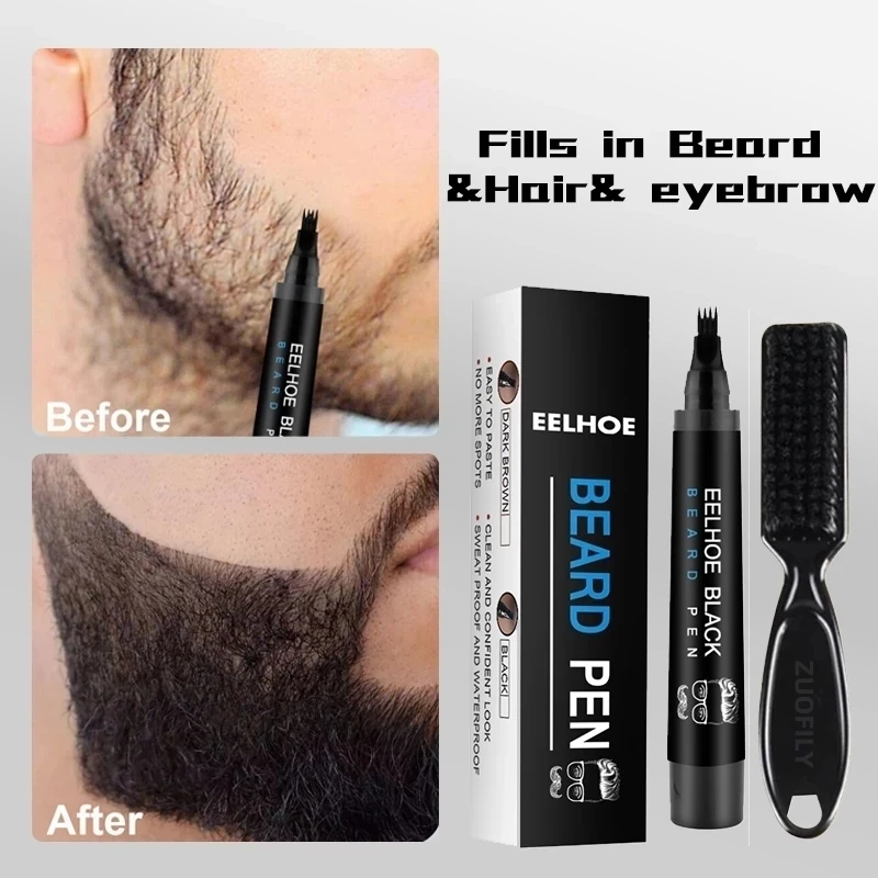 Beard Pen Barber Pencil Facial Hair Styling Eyebrow Tool Mustache Repair Waterproof Coloring Tools Men Cosmetics Beard Filler