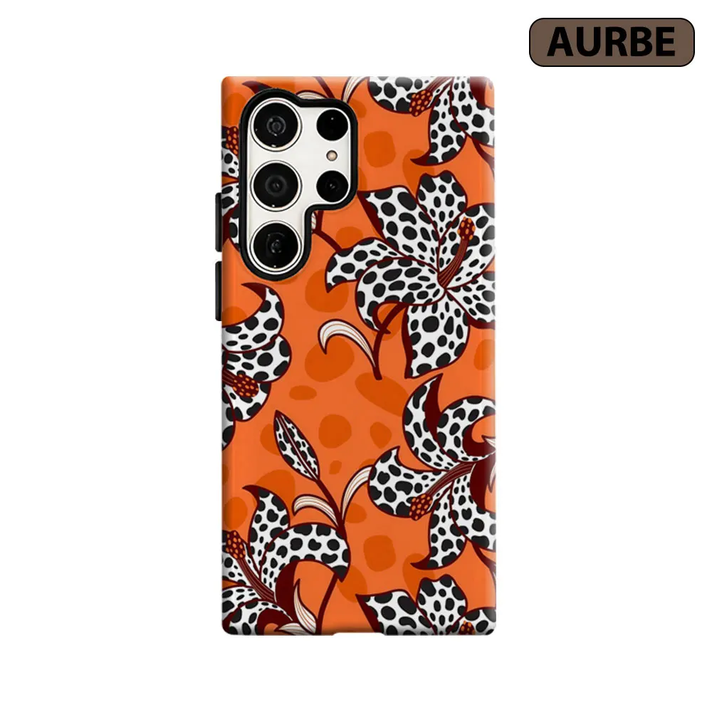 Aurbe Phone Case For Samsung Galaxy S26 S25 S24 S23 Ultra Plus HD Hard Tropical Leopard Floral Print Double Layer Film Cover