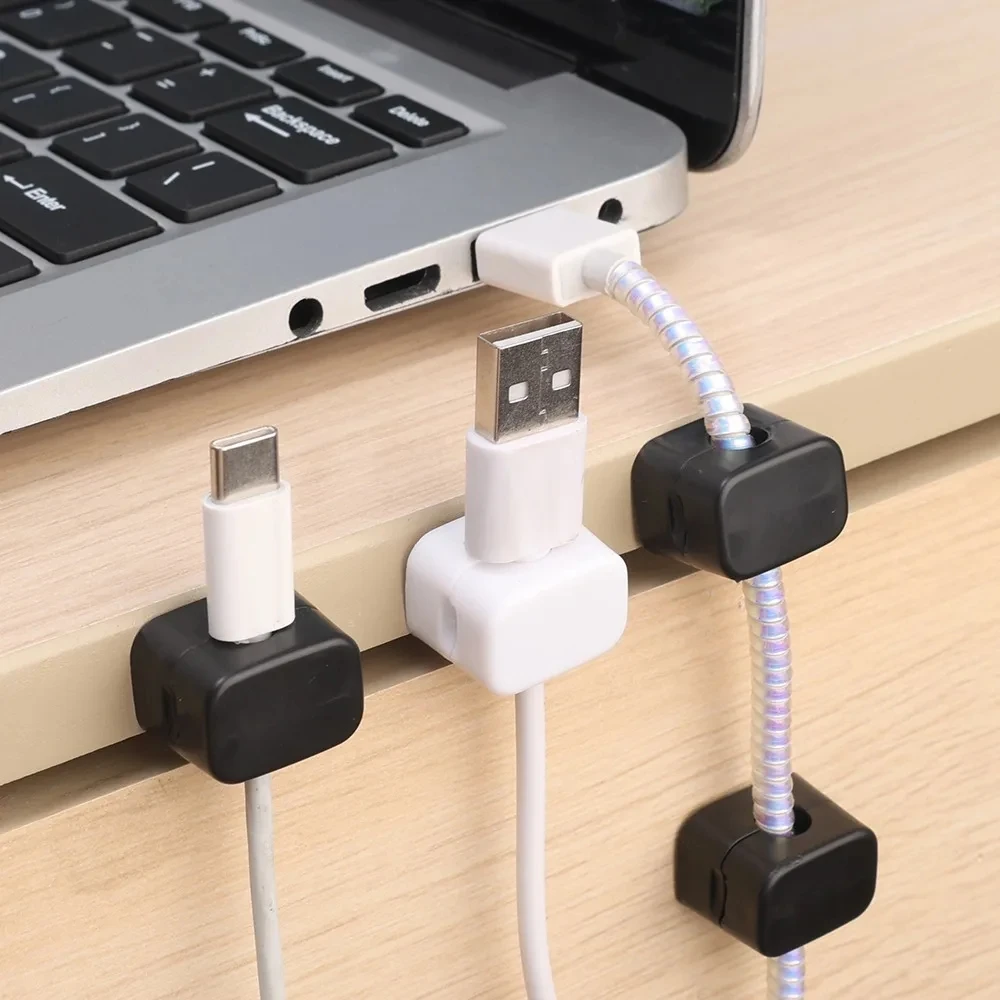 1/6/12Pcs Magnetic Cable Clips Self Adhesive Cord Holder Cable Management Winder Protector Desktop Tidy USB Charger Cable Holder