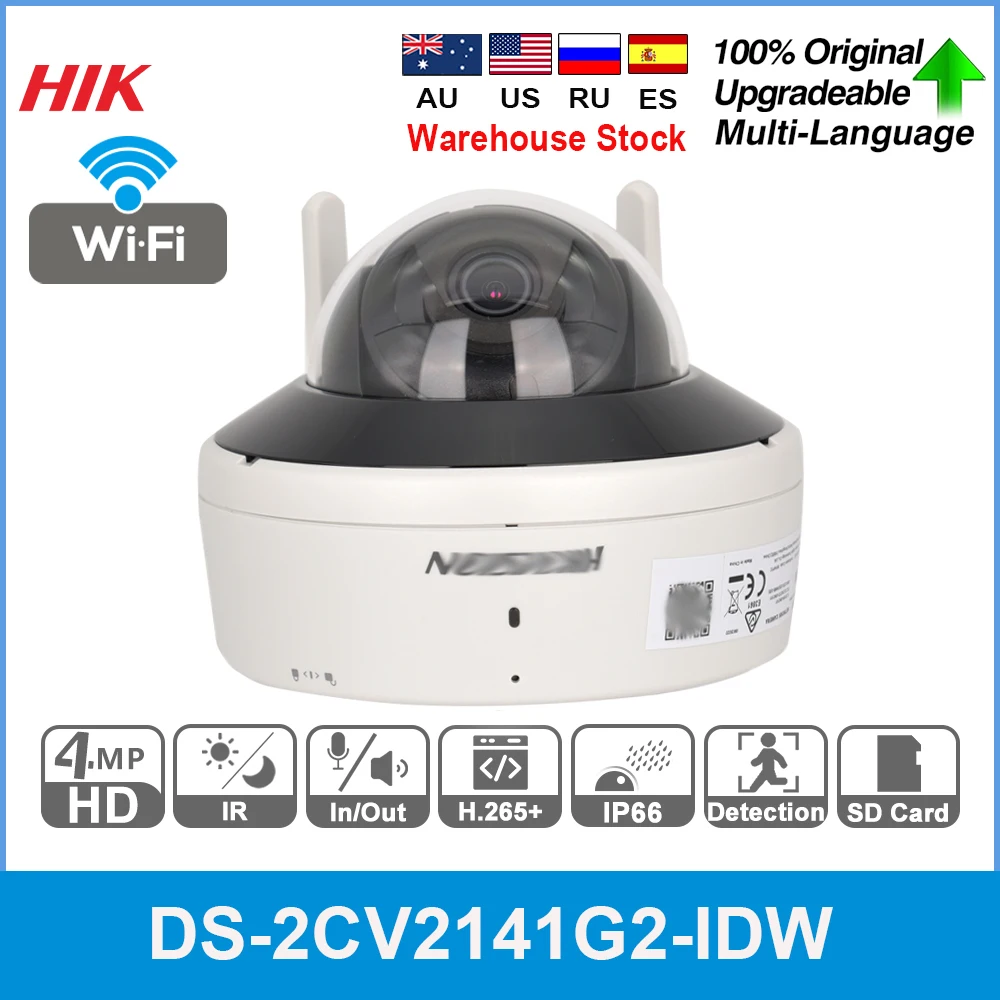 Hikvison-cámara domo de seguridad inalámbrica para exteriores, videocámara de 4MP, wifi, DS-2CV2141G2-IDW, Audio bidireccional, Domo fijo