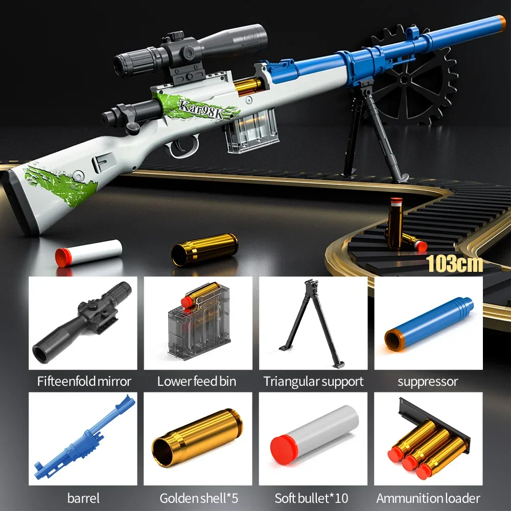 Fucile da cecchino Pistola giocattolo Pistola realistica a proiettile morbido Grande manuale Blaster Armi softair Adulti Ragazzi Giochi all'aperto Combattimento CS