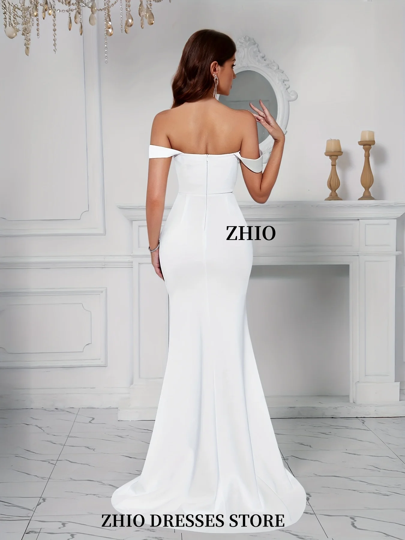 ZHIO знаменитости женское однотонное платье русалки с высоким разрезом и открытой спиной длиной до пола, свадебное платье выходного дня, длинная юбка по индивидуальному заказу