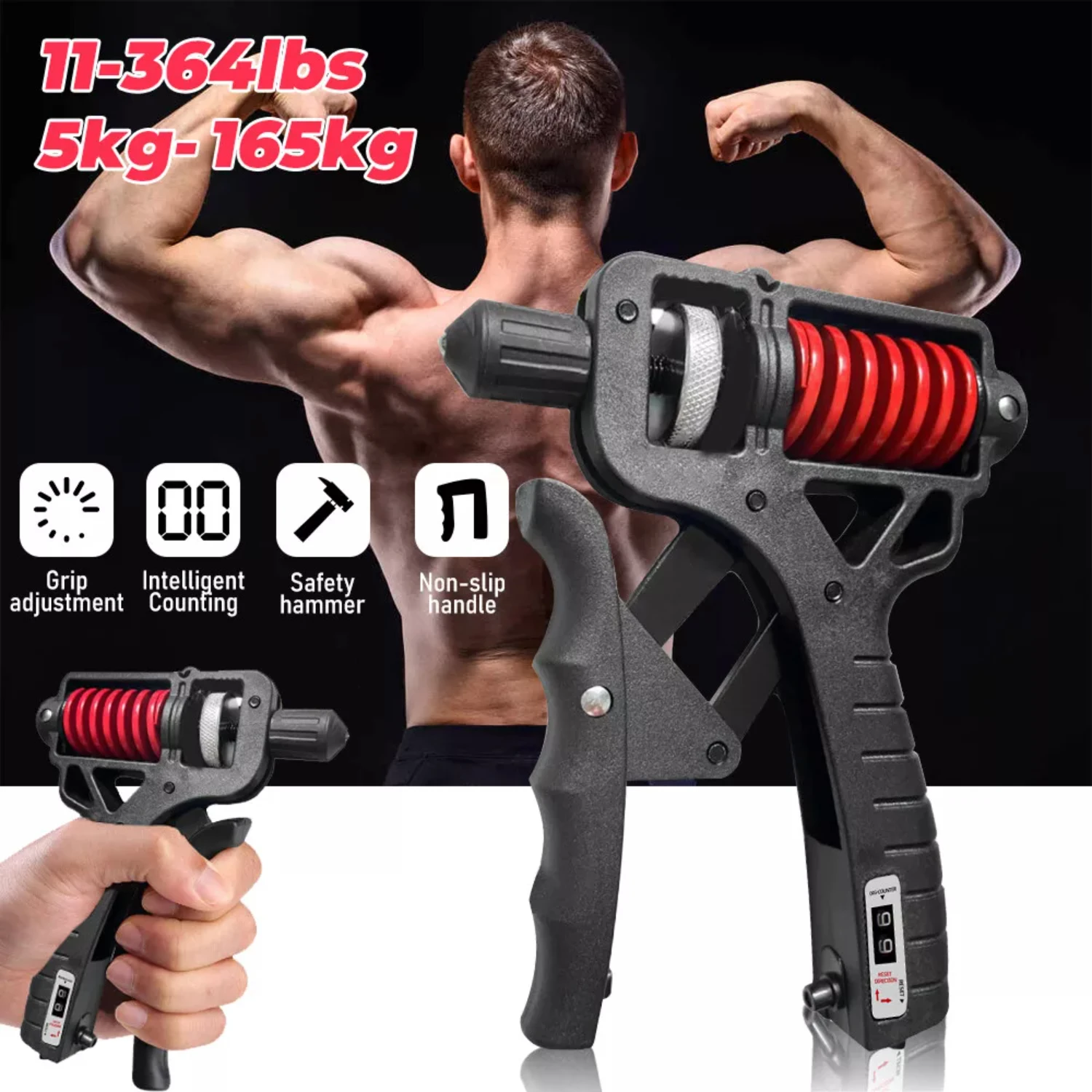 

Hand Grip Strength Power Trainer Gripper Strengthener Adjustable Gym Exerciser