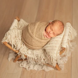 Accessoires de photographie pour nouveau-né, couverture à franges tricotées douces, Flok SauPosing, accessoire de studio de prise de vue, accessoires ronds