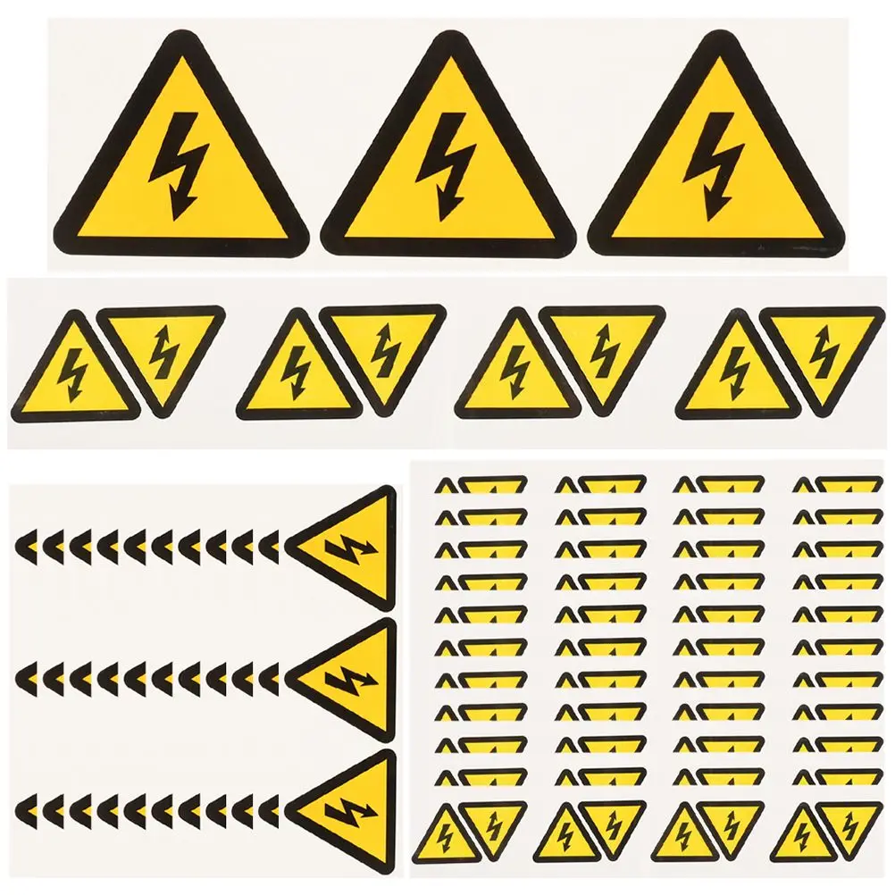 24Pcs Yellow Triangle Electric Shock Warning Stickers High Voltage Caution Labels Safety Signs for Equipment Warning Lightweight