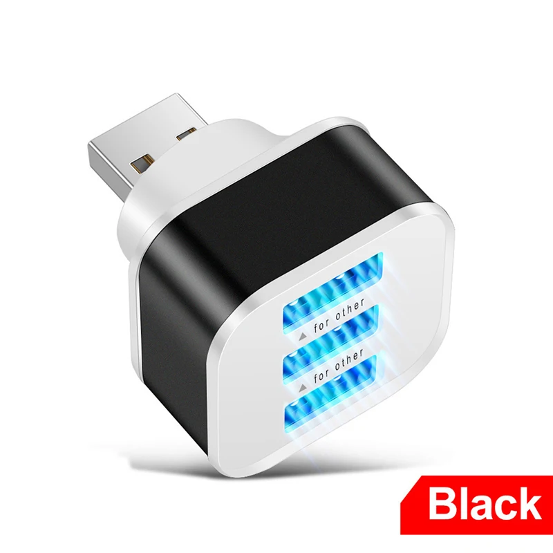 Nieuwe auto USB-oplader extender 2.0 3-poorts uitgebreide USB-splitter met indicatorlampje Plug & Play 3-in-1 voor smartphones hubs