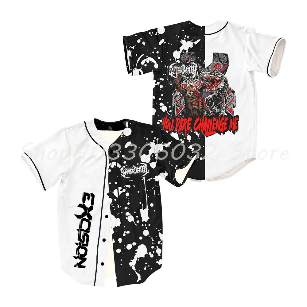 Svdden Death Excision Rave EDM Merch Baseball Jersey Shirt V-Neck Women Men Short Sleeve Streetwear Clothes