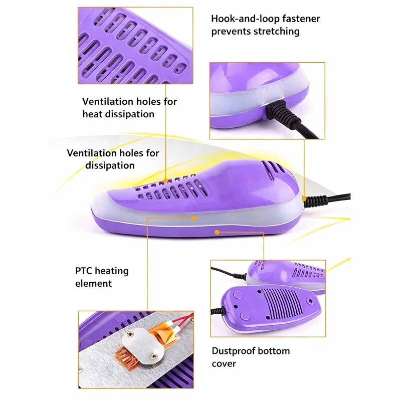 Lenovo Tragbarer elektrischer Schuhtrockner für den Haushalt, Entfeuchtungs- und Heizfunktion, integriertes UV-Licht, warmes Trocknen von Schuhen – Detail 8