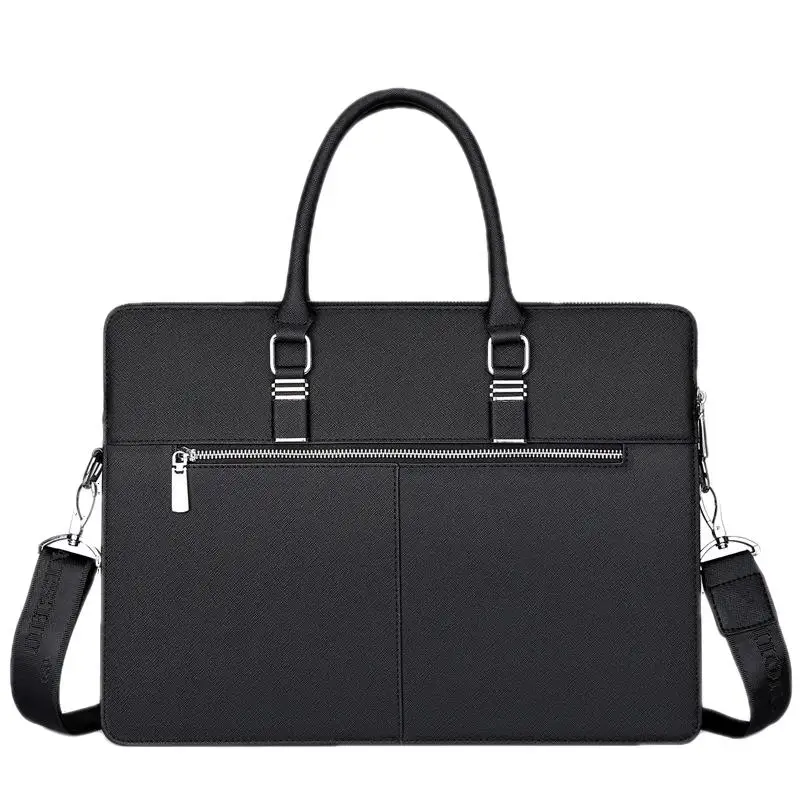 Sac à main d'affaires à double poches pour hommes, sac pour ordinateur portable de 14 pouces, sac messager de grande capacité pour documents, étui à bombes pour hommes, mode