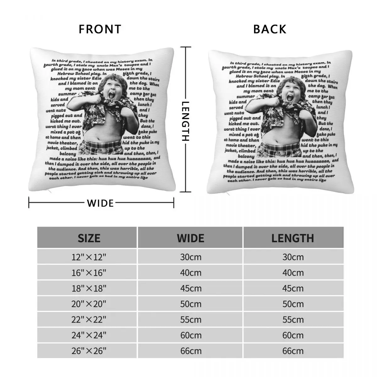 The Goonies Chunk Confession Square Pillowcase Polyester Linen Velvet Printed Decorative Pillow Case Sofa Seater Cushion 18