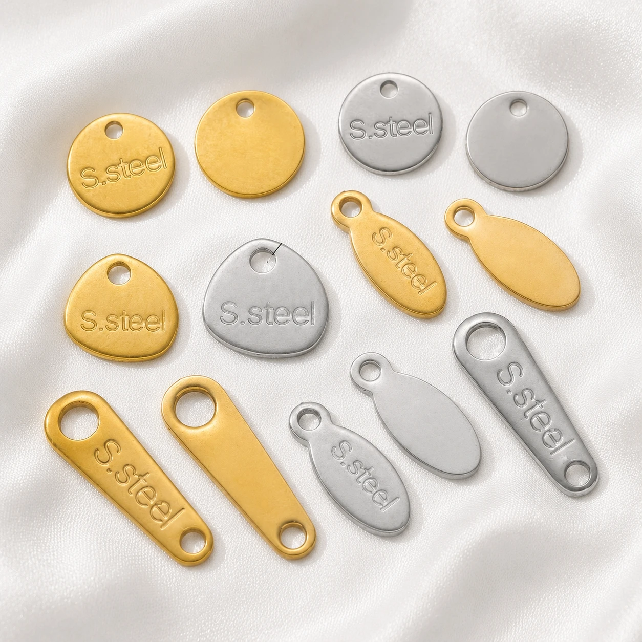 No Fade 50pcs Stainless Steel End Charms Pendants Vacuum Plating Gold Color Chain Extension Tail Charms for Jewelry Making DIY