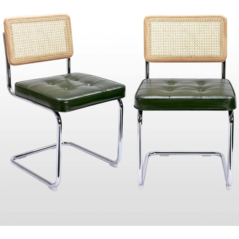 

Natural Rattan Dining Chairs Set of 2, Modern Dining Room Chairs with Solid Wood Back for Kitchen Living Room, Mid Century