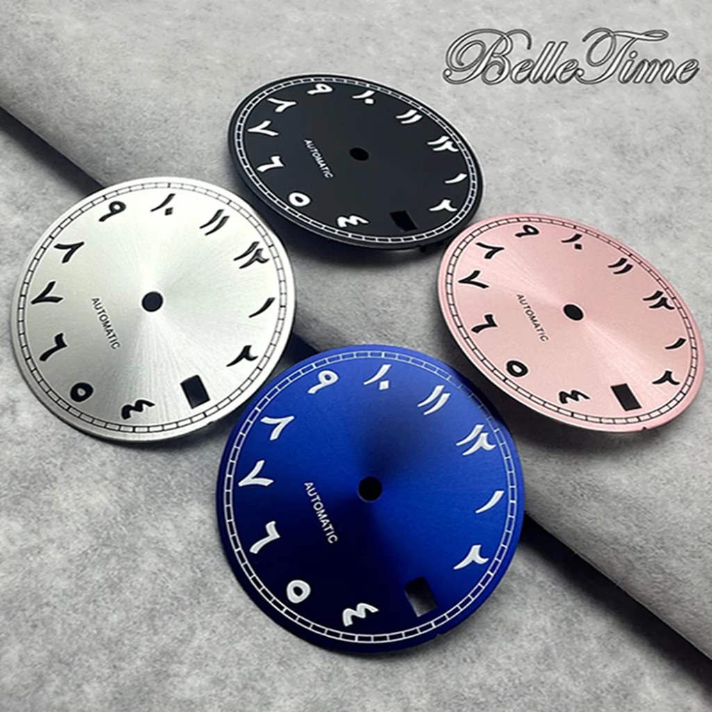 28.5mm Black Silver Blue Red Green Orange Pink Sky Blue Arabic Numeral Watch Faces Fit NH35 /NH36/4R/7S Automatic Movement ﻿
