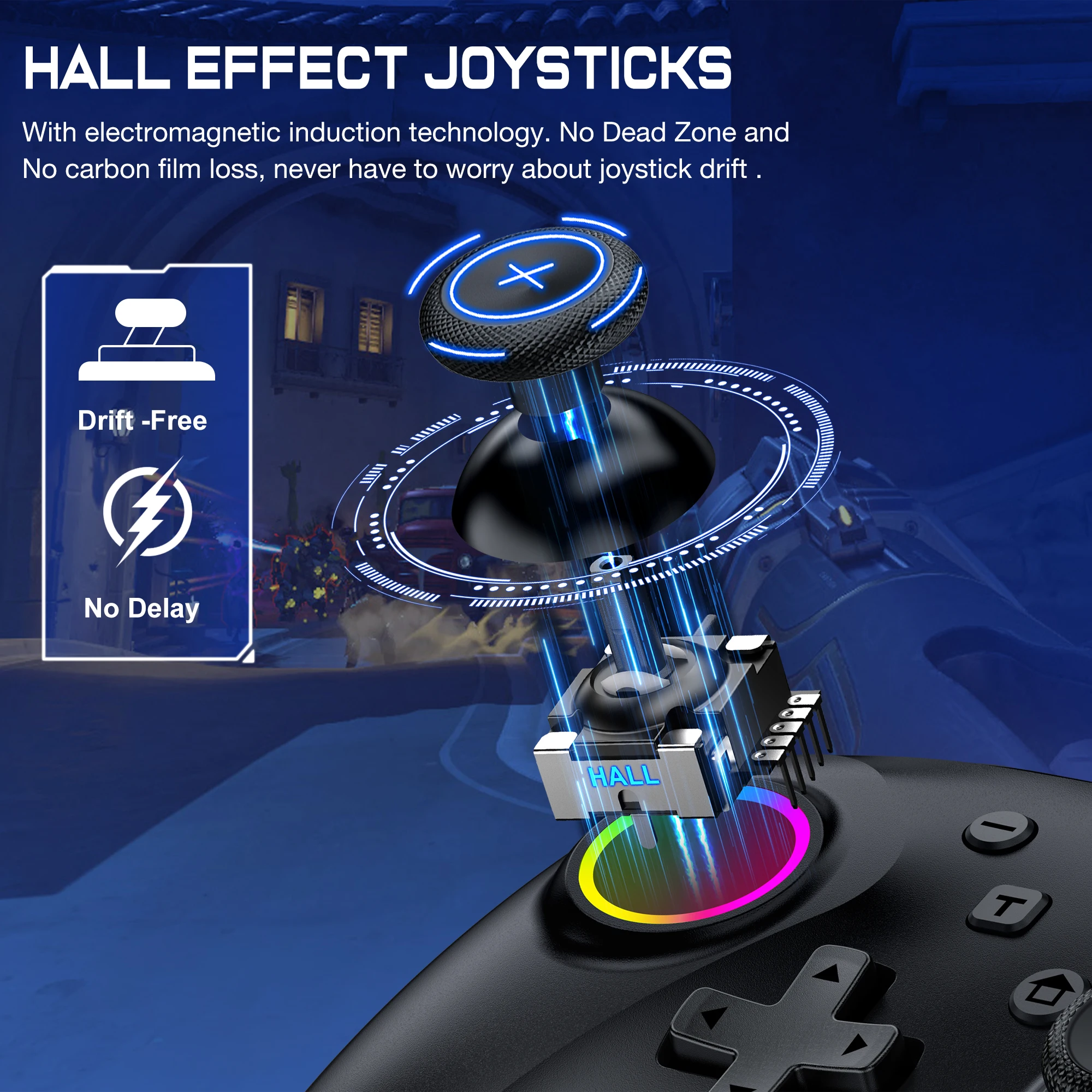 BEBONCOOL NC300 وحدة تحكم ألعاب مزدوجة القاعة RGB Light وحدة تحكم لاسلكية للتبديل/OLED/Lite/Android/IOS/PC/Steam gamepad #4