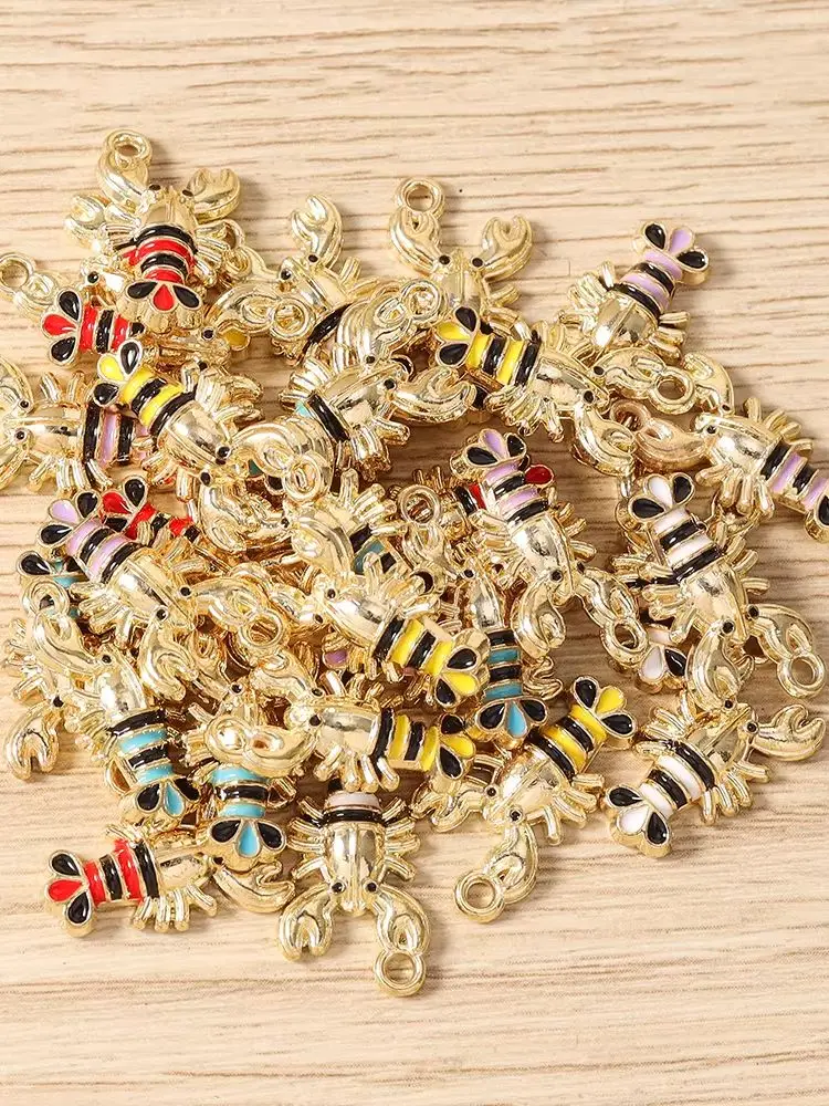 Tusember 20 Stück Bunte 19*10mm Kawaii Emaille Niedliche Hummer-Anhänger Schmuckherstellung Armband Halskette DIY Ohrringe Zubehör – Detail 2
