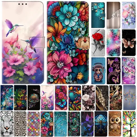 Honor 8X 9X 10X Lite Case for Honor 9 10 20 lite 20i 30i 3D Cute Painted Magnetic Leather Flip Holder Wallet Mobile Phone Cases