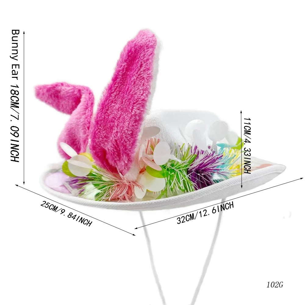 

Bunny Cowboy Hat Toddler Classic Performance Caps Shiny Tinsel Trim Eyewear Artistic Photography Props Carnival Costumes