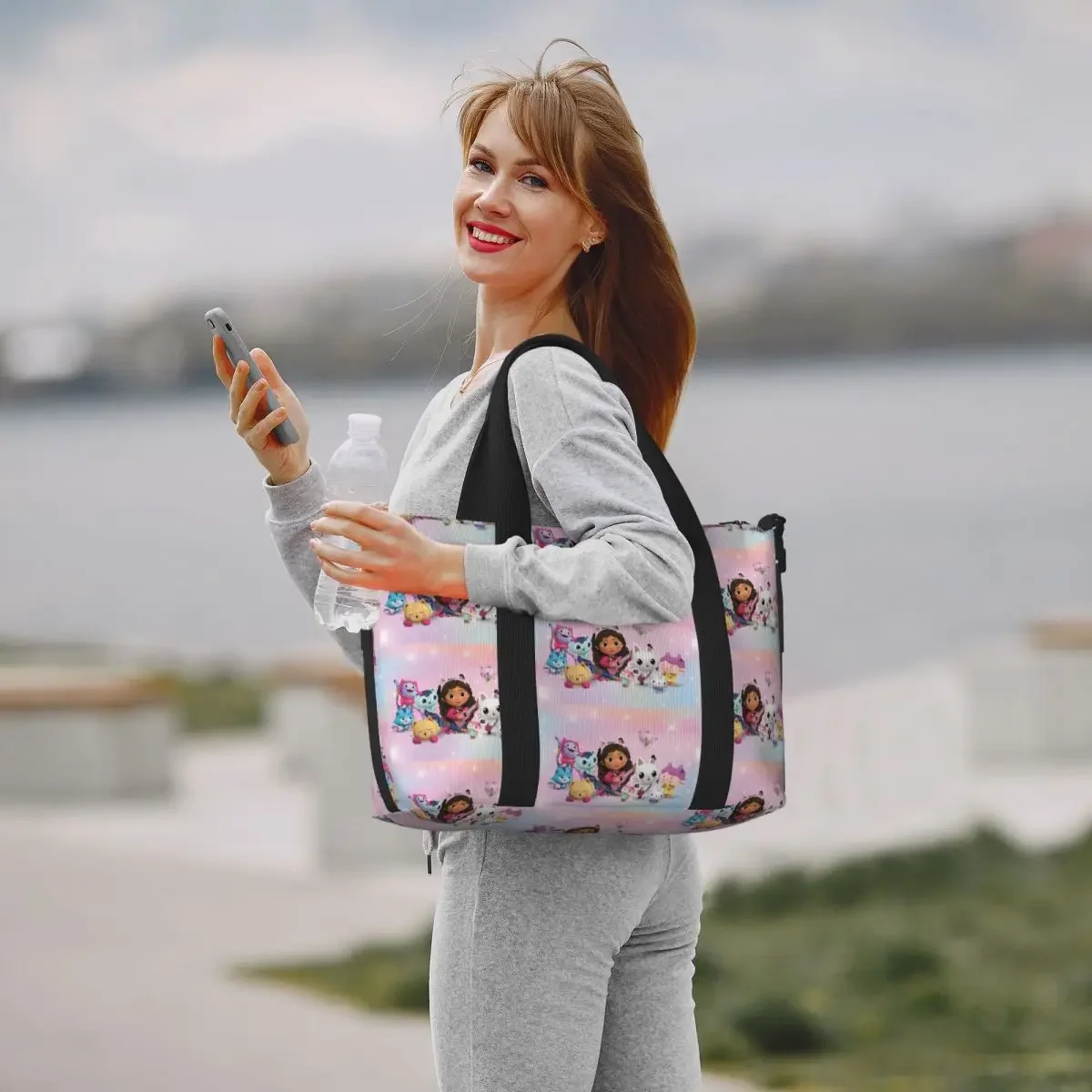 Bolso de mano personalizado G-Gabbyses Mercat Cats Beach para mujer, bolsas de compras de viaje de dibujos animados Extra grandes para gimnasio