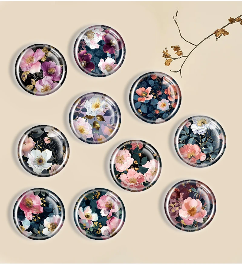 Romantic wild rose  12/18/20/25mm glass cabochon  bracelet pendant rings for jewelry demo earrings back Making findings
